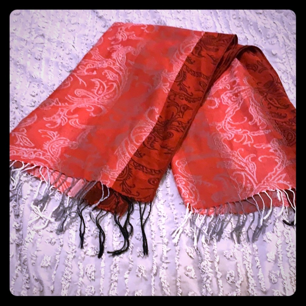 Red scarf in a pashmina style